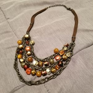 Leather and bead necklace